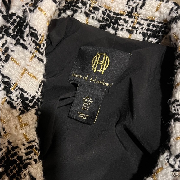 House of Harlow Chic Black and Cream Plaid Women's Jacket - Picture 3 of 6